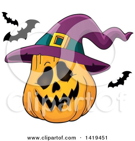 450x470 Clipart Of A Sketched Black And White Halloween Witch Hat