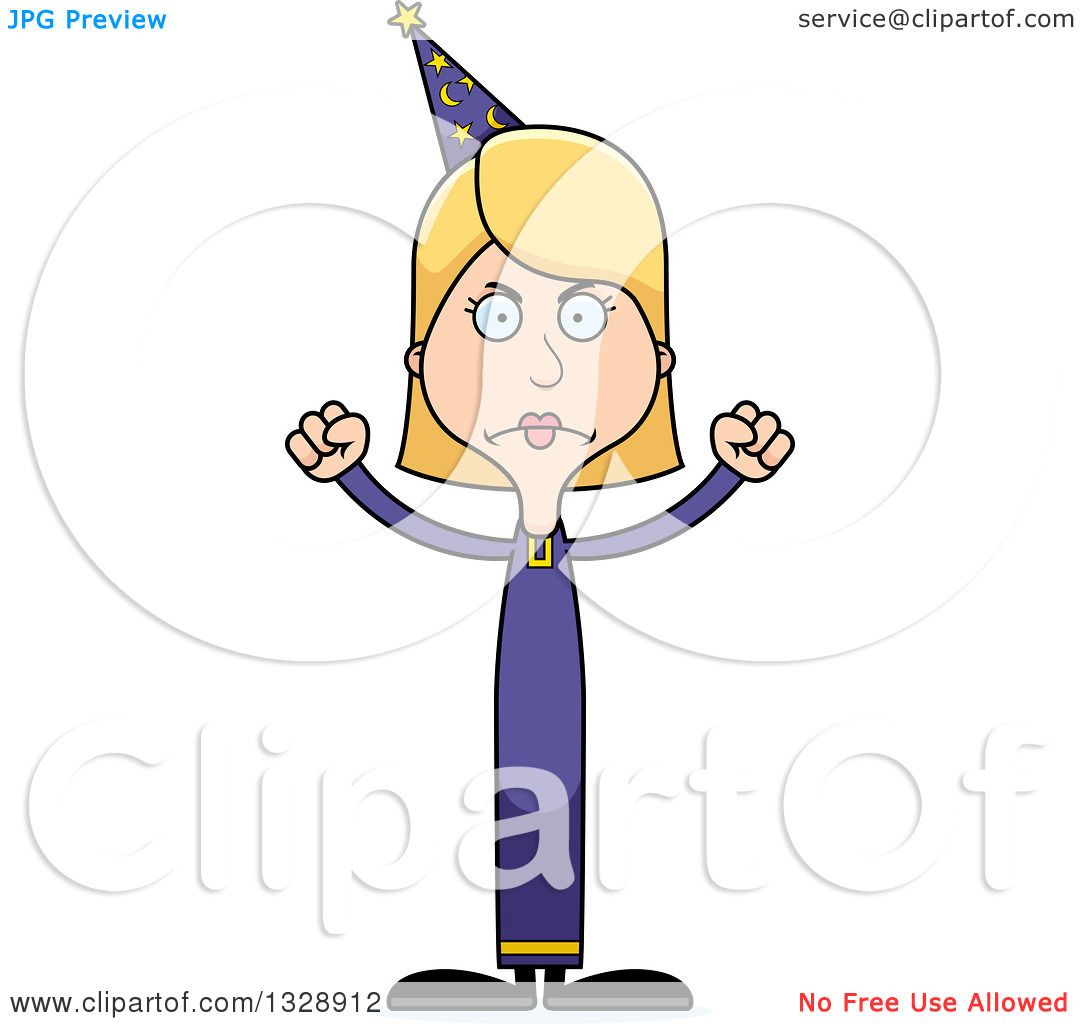 1080x1024 Clipart Of A Cartoon Angry Tall Skinny White Wizard Woman