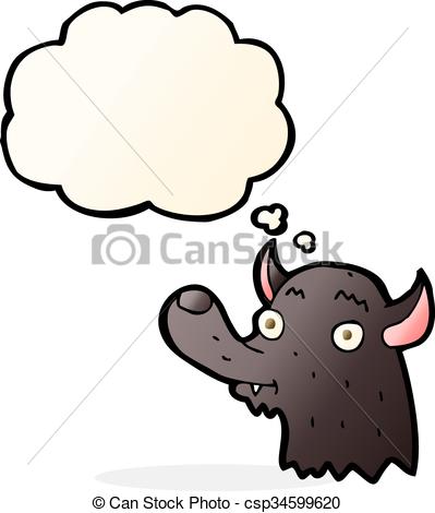 399x470 Cartoon Happy Wolf With Thought Bubble Vector Illustration