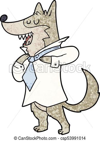336x470 Cartoon Office Wolf Getting Dressed Vector Clip Art