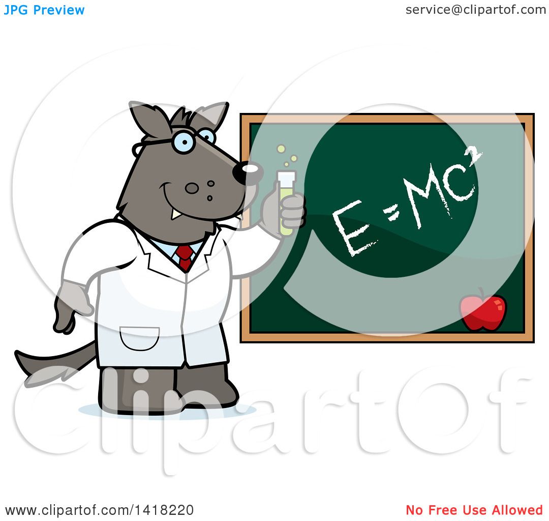 1080x1024 Cartoon Clipart Of A Professor Or Scientist Wolf By A Chalkboard