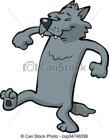 369x470 Cartoon Dancing Wolf. Cartoon Doodle Dancing Gray Wolf Vector