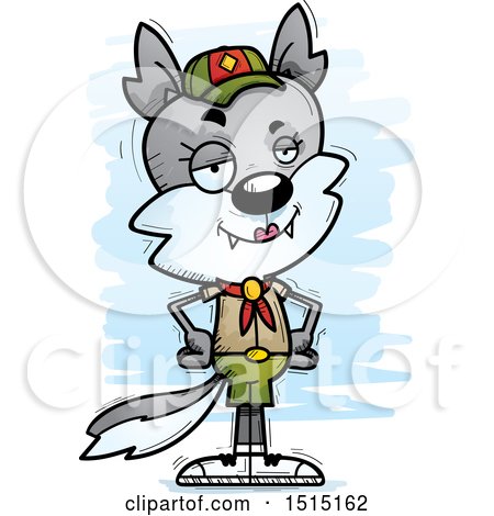 450x470 Clipart Of A Cartoon Happy Sitting Wolf