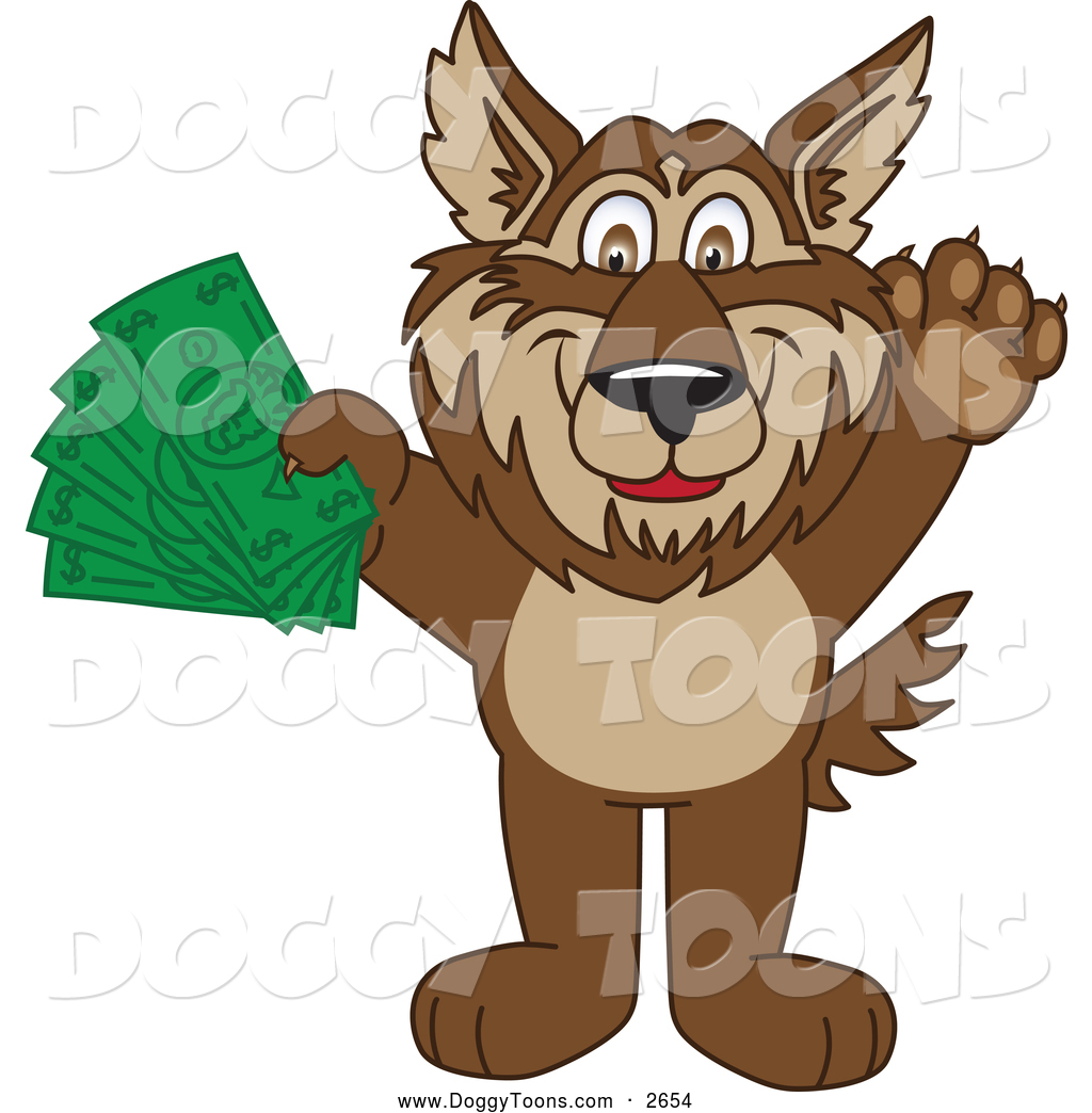 1024x1044 Doggy Clipart Of A Wolf Mascot Holding Money By Toons4biz