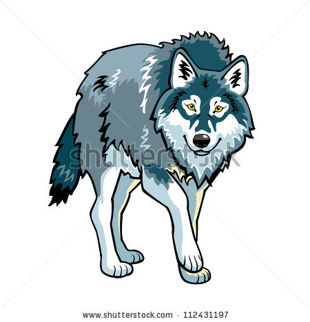 450x467 Picture Of A Wolf Walking In A Vector Clip Art Illustration