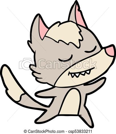 408x470 Friendly Cartoon Wolf Dancing Vector Clip Art