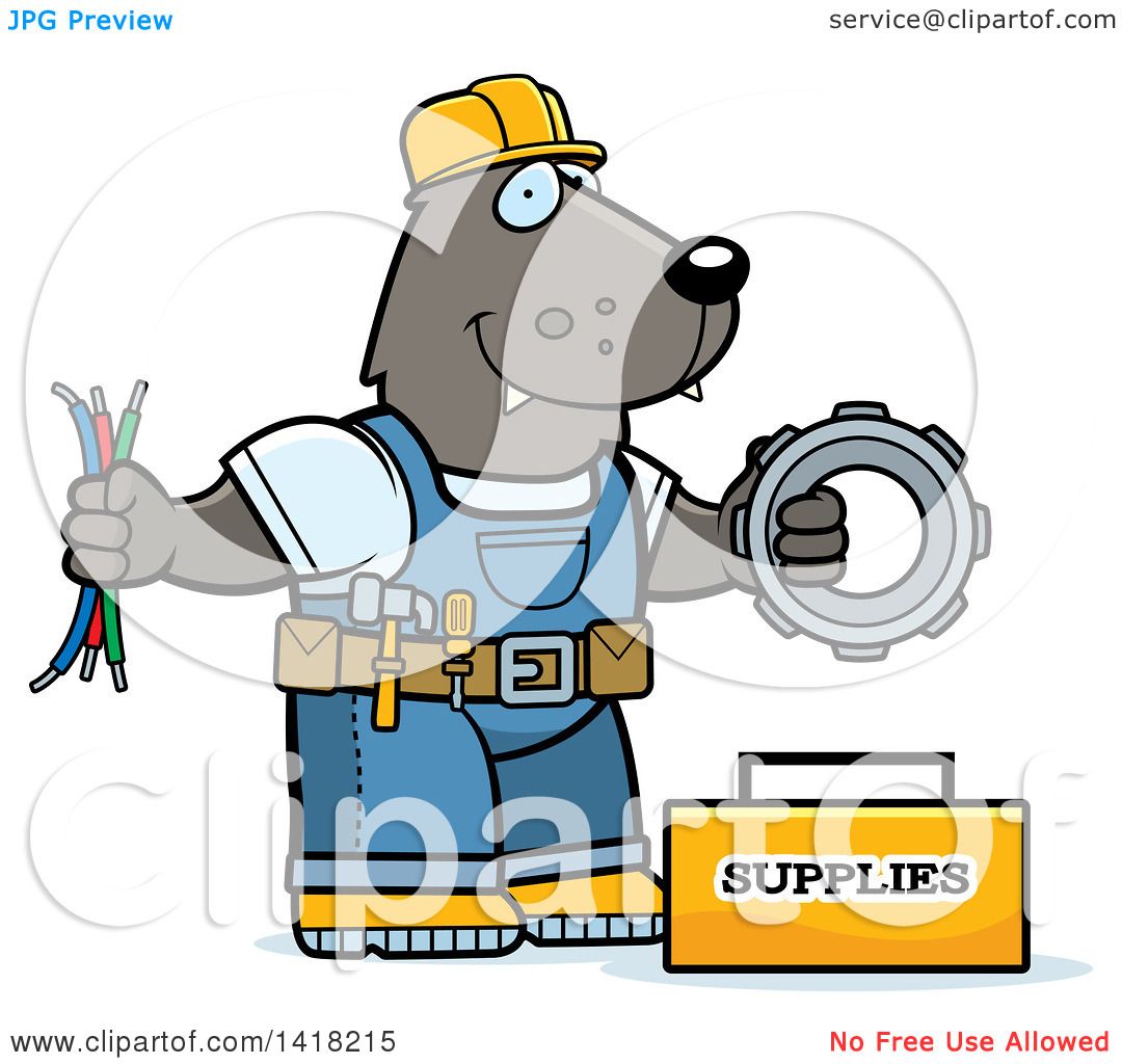 1080x1024 Cartoon Clipart Of A Wolf Construction Worker With Tools
