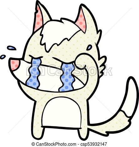 444x470 Cartoon Crying Wolf Rubbing Eyes Eps Vector