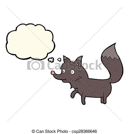 450x470 Cartoon Wolf Cub With Thought Bubble Drawing