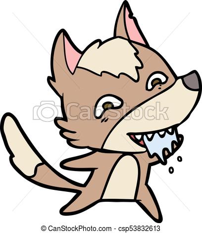 408x470 Cartoon Hungry Wolf Vector Clip Art