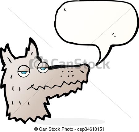 450x427 Cartoon Wolf Head With Speech Bubble Clipart Vector