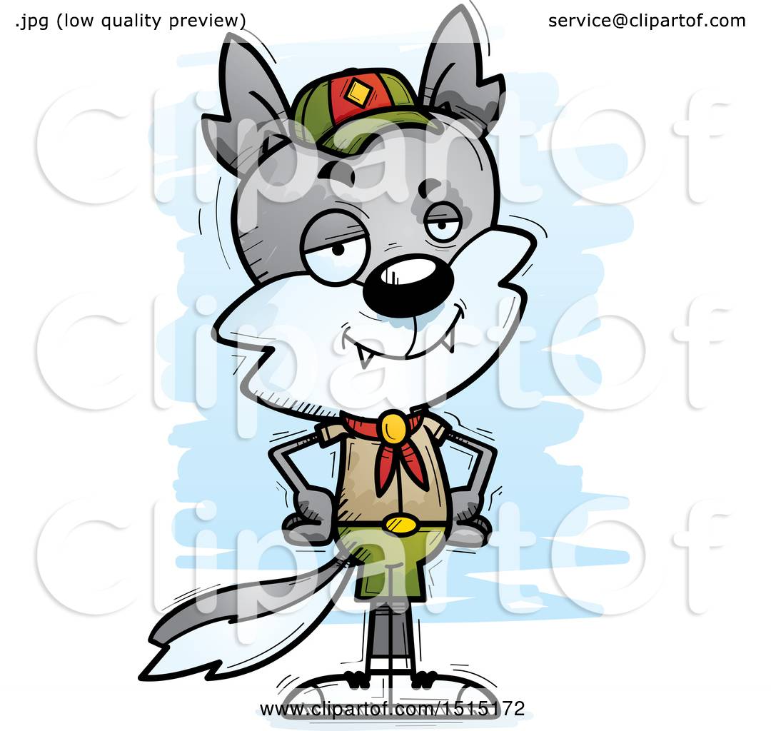 1080x1024 Clipart Of A Confident Male Wolf Scout