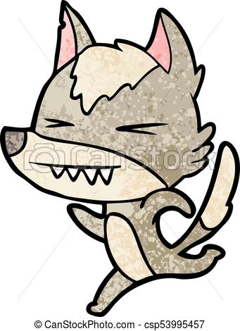 341x470 Angry Wolf Running Clipart Vector