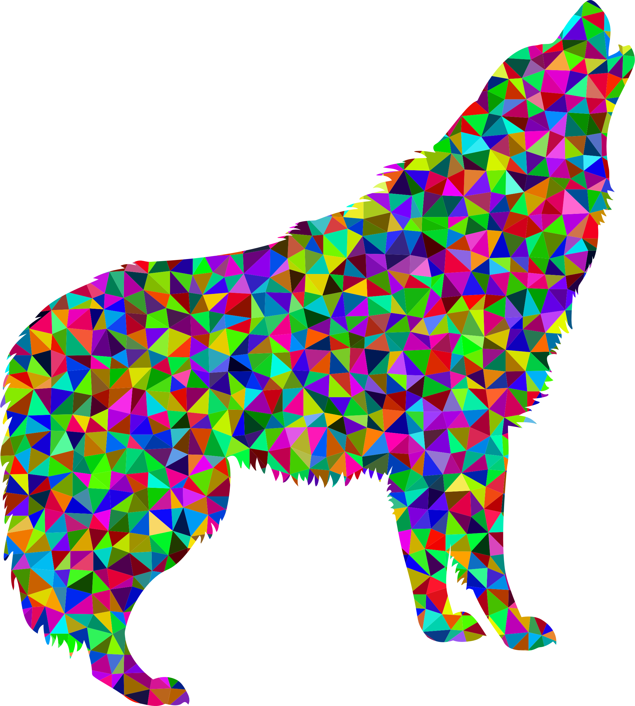 2080x2314 Low Poly Prismatic Howling Wolf Icons Png