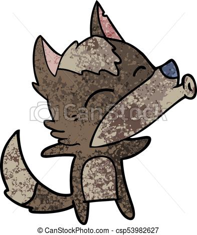 393x470 Cartoon Howling Wolf Vector Illustration