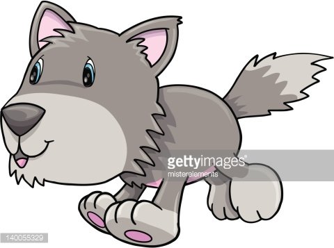 480x357 Cute Running Wolf Pup Premium Clipart