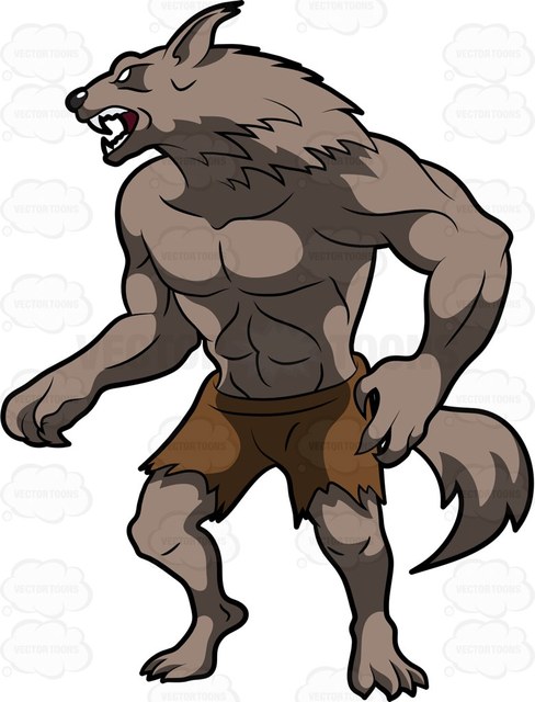 488x640 A Werewolf Wearing A Pair Of Torn Shorts Cartoon Clipart Vector