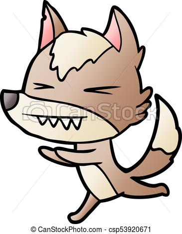 365x470 Angry Wolf Running Vectors Illustration