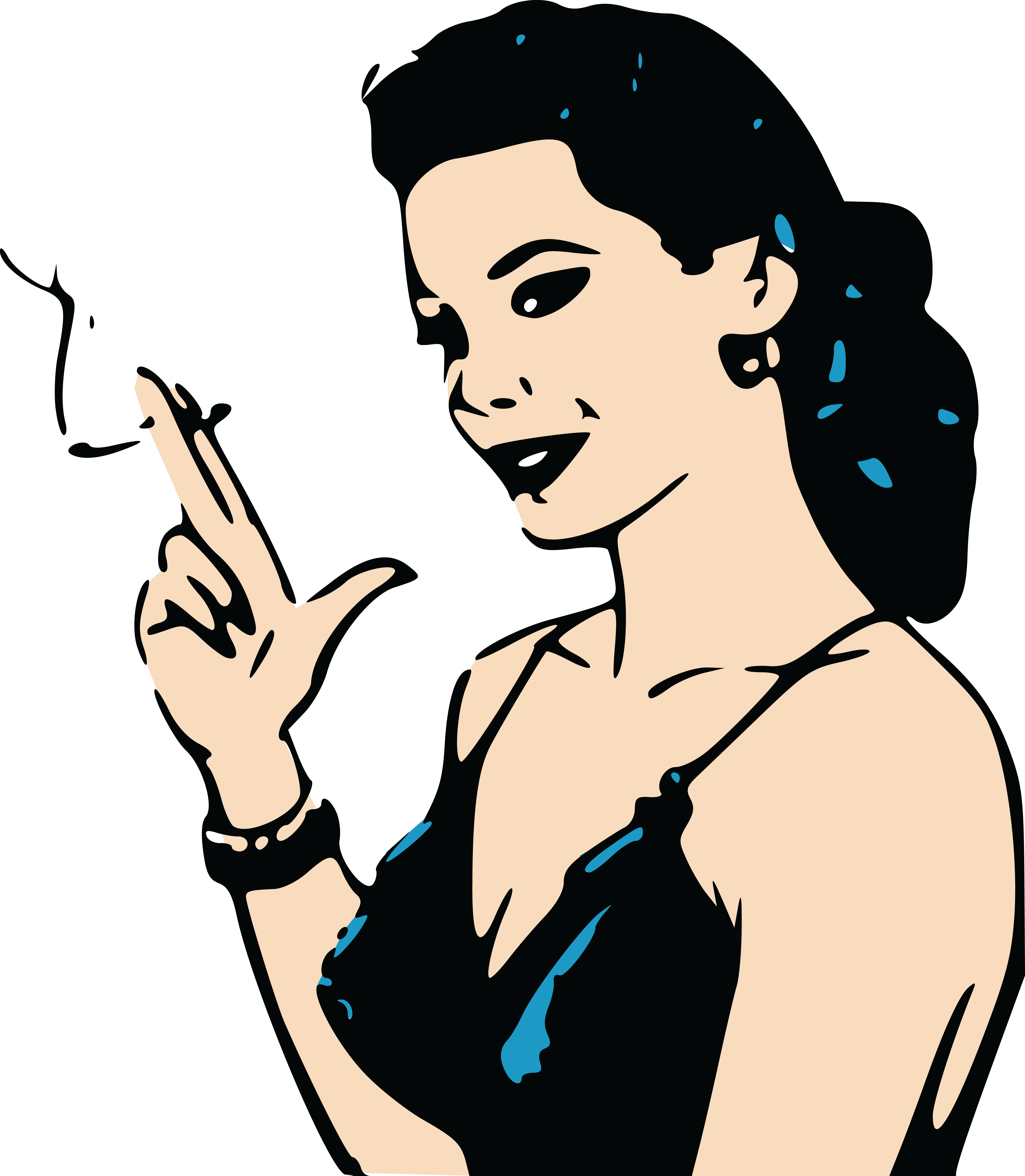 4000x4589 Free Clipart Of A Retro Woman Smoking A Cigarette