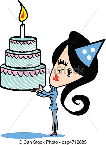 343x470 Girl With Birthday Cake Clip Art. Girl Or Woman With A Clipart
