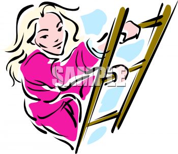 350x303 Picture Of A Woman Climbing A Ladder In A Vector Clip Art