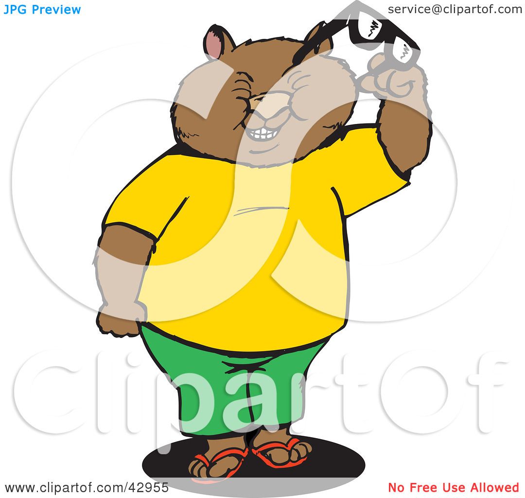 1080x1024 Clipart Illustration Of A Squinting Wombat Holding Glasses By
