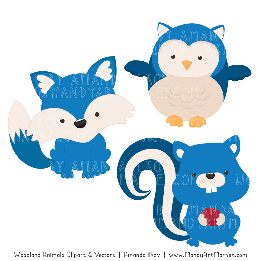 864x864 Blue Woodland Animals Clipart
