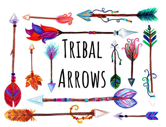570x437 Hand Drawn Boho Arrows Clipart, Woodland Arrows Clip Art, Hand