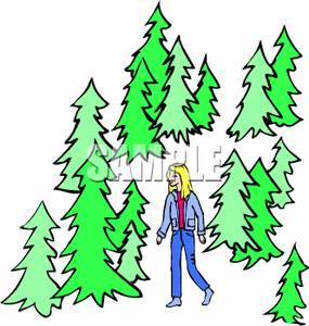 285x300 A Woman Walking In The Woods Clipart Image