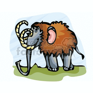 300x300 Royalty Free Woolly Mammoth With Curly Tusks 130869 Vector Clip