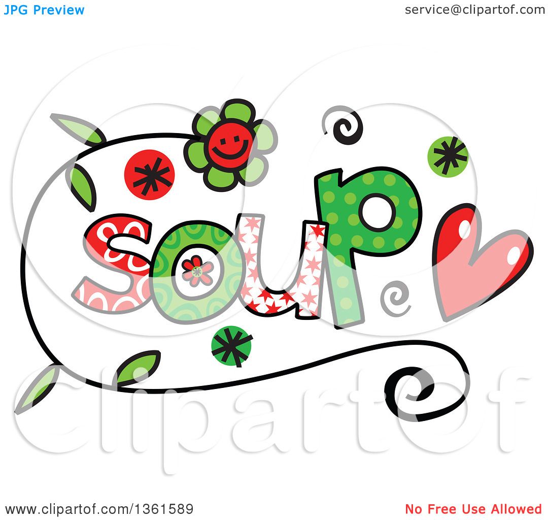 1080x1024 Clipart Of Colorful Sketched Soup Word Art