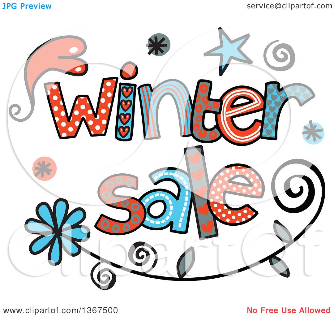 1080x1024 Clipart Of Colorful Sketched Winter Sale Word Art