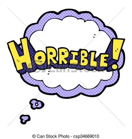 449x470 Freehand Drawn Thought Bubble Cartoon Word Horrible Vector Clip