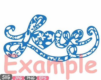 350x277 Love Flower Word Art Clipart Heart Floral Valentine Monogram