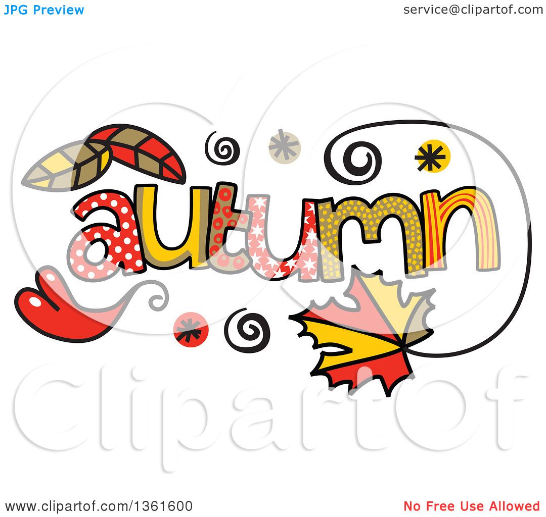1080x1024 Clipart Of Colorful Sketched Autumn Season Word Art