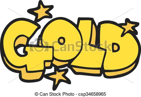 450x309 Freehand Drawn Cartoon Word Gold Clip Art Vector