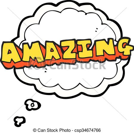 450x448 Freehand Drawn Thought Bubble Cartoon Amazing Word Clip Art Vector