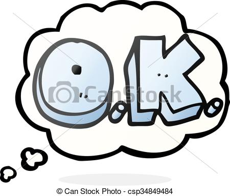 450x383 Freehand Drawn Thought Bubble Cartoon Word Ok Vector