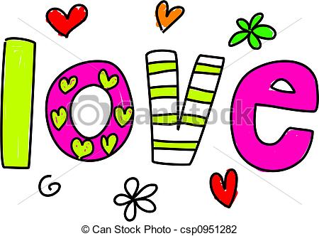 450x332 Whimsical Patterned Word Love Isolated On White Clip Art