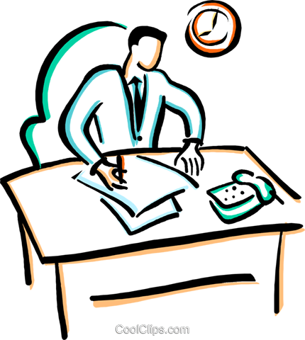 430x480 Office Worker Doing Paper Work Royalty Free Vector Clip Art