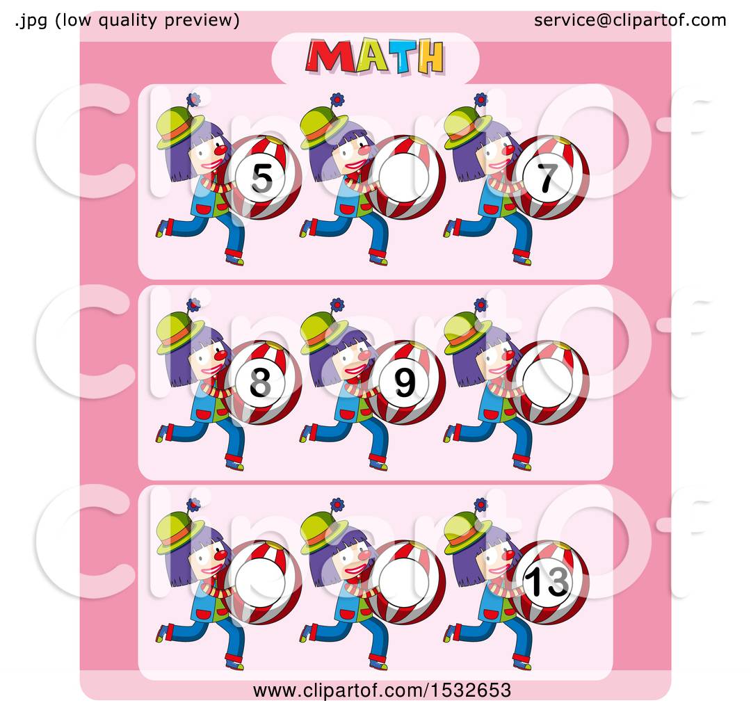 1080x1024 Clipart Of A Math Worksheet With Clowns