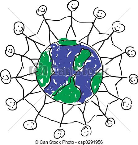 446x470 World Peace. A Child Like Drawing Displaying The World With People