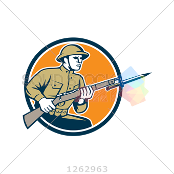 340x340 Stock Illustration Of Vector World War 1 Soldier Holding Rifle