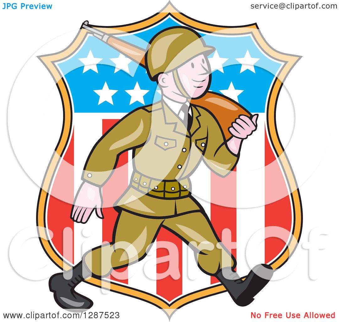 1080x1024 Clipart Of A Cartoon World War Ii Soldier Marching With A Rifle