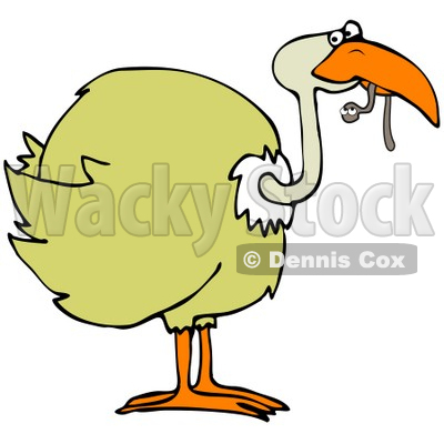 400x400 Clipart Illustration Of A Yellow Bird Holding A Cute Worm In Its