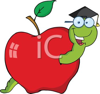 350x331 Clipart Image Of A Worm In An Apple