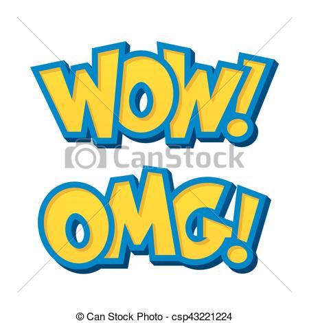 450x470 Cartoon Lettering With Expressions Wow And Omg. Cartoon, Vector
