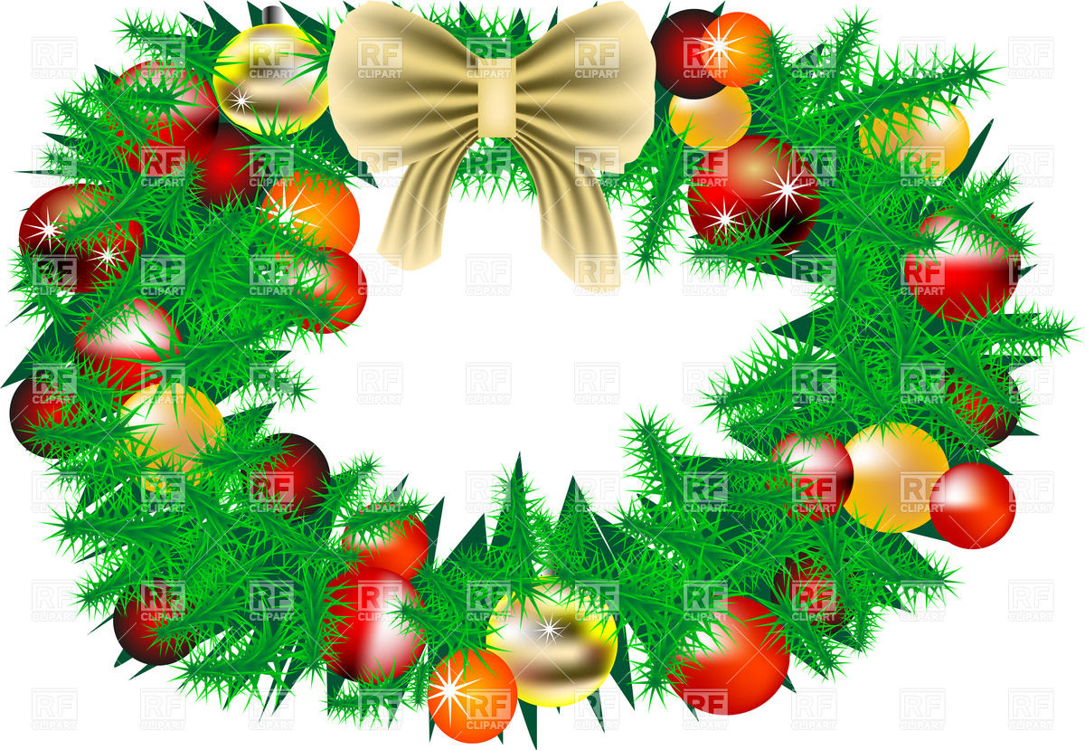 1200x829 Christmas Wreath With Decorations Royalty Free Vector Clip Art
