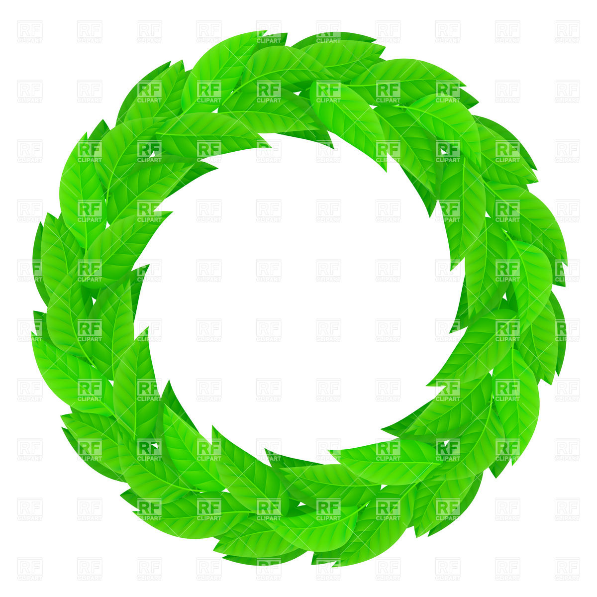 1200x1200 Round Laurel Wreath Of Green Leaves Royalty Free Vector Clip Art