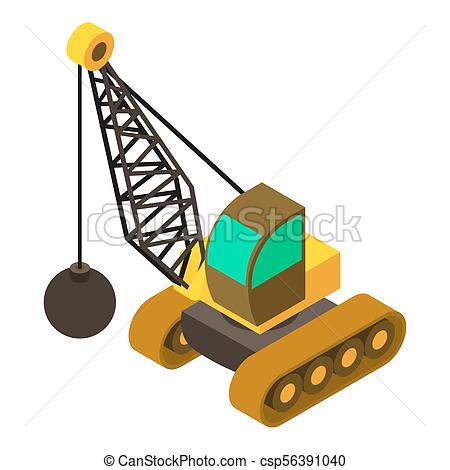 450x470 Wrecking Ball Crane Icon, Isometric 3d Style. Wrecking Ball
